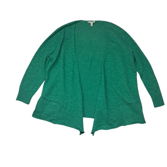 Eileen Fisher Sweaters - Eileen Fisher Cardigan Womens XS Green Open Front Cotton Linen Pockets Casual